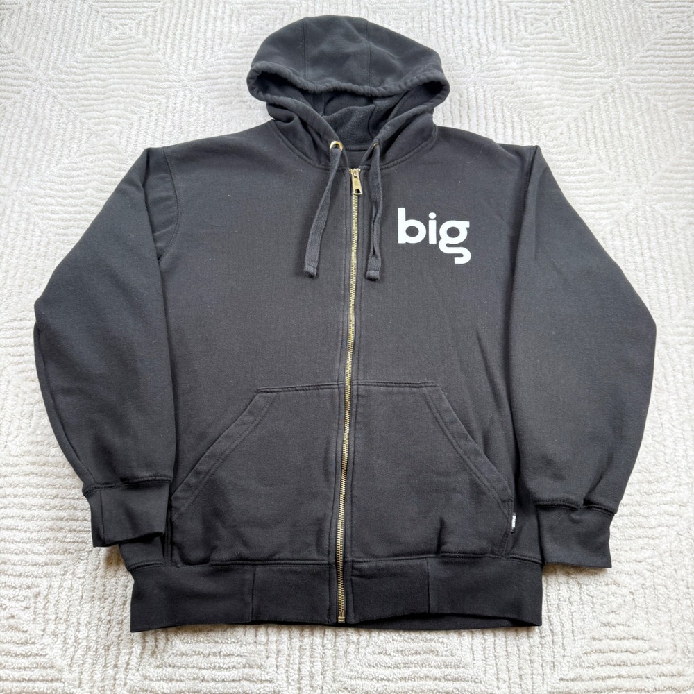 Berne Zip Up Hoodie Mens M Black Graphic Grunge Gorpcore Street Skater Punk Goth